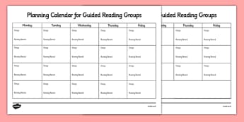 Guided Reading Planning Calendar - guided reading, reading, planning, calendar, planning calendar, reading calendar, guided reading calendar, literacy