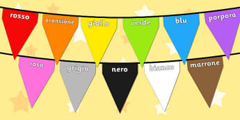 Colours on Bunting Italian - colour, display, keywords, italy, italian, languages, translated