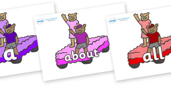 100 High Frequency Words on Teddies - High frequency words, hfw, DfES Letters and Sounds, Letters and Sounds, display words