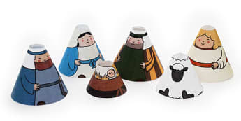 Nativity Cone People - nativity, cone, people, craft, paper