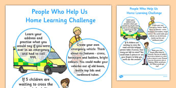 People Who Help Us Home Learning Challenge Sheet Nursery FS1 - EYFS planning, Early years activities, homework activities, people who help us