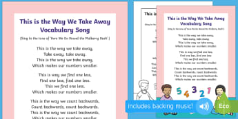 This is the Way We Take Away Song - take away, subtraction, less, fewer, smaller, calculations, early maths, action songs, singing