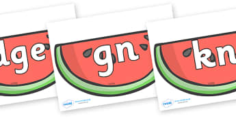 Silent Letters on Watermelons to Support Teaching on The Very Hungry Caterpillar - Silent Letters, silent letter, letter blend, consonant, consonants, digraph, trigraph, A-Z letters, literacy, alphabet, letters, alternative sounds