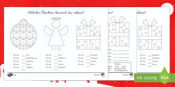 Weihnachten: Flächen erkennen Arbeitsblatt-German