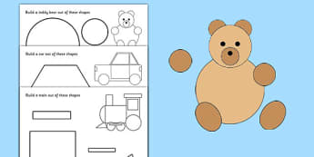 Shape Building Activity Sheet - shapes, shape, build, maths, numeracy, 2D shape, circle, square, triangle, rectangle