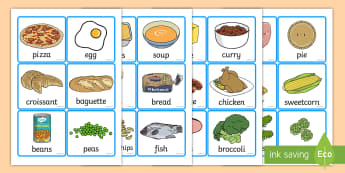 Food Word and Picture Cards - food, cards, cards showing food, different foods, names of food, food images, food activites, food games, cards displaying food, food names