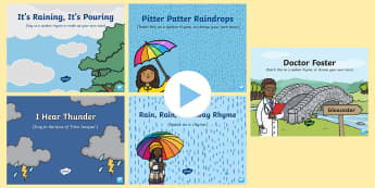 Weather Songs and Rhymes PowerPoints Pack - weather, meteorology, singing, song time, sunny, raining, rainy, sunshine, nursery rhymes