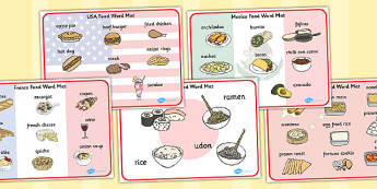 Food of the World Word Mats - food, world, word mats, word, mats