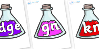 Silent Letters on Potions - Silent Letters, silent letter, letter blend, consonant, consonants, digraph, trigraph, A-Z letters, literacy, alphabet, letters, alternative sounds