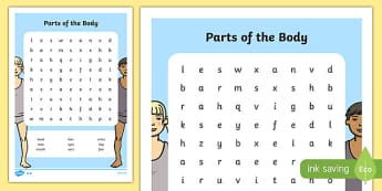 Parts of the Body Word Search - parts of the body, word search, parts, body, human, science