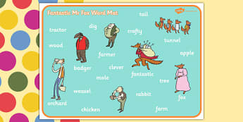 Word Mat to Support Teaching on Fantastic Mr Fox - Fantastic Mr Fox, fantastic mr fox word mat, word mat, fantastic mr fox keywords, roald dahl word mat, roald dahl