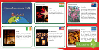 Weihnachten um die Welt Informationskarten - Weihnachtlich, Advent, Dezember, Traditionen, Bräuche, Infos,,German