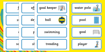 The Olympics Water Polo Word Cards - Water Polo, Olympics, Olympic Games, sports, Olympic, London, 2012, word card, flashcards, cards, activity, Olympic torch, events, flag, countries, medal, Olympic Rings, mascots, flame, compete