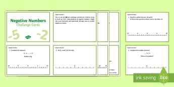 LKS2 Negative Numbers Challenge Cards - KS2, Maths, negative, positive, backwards, forwards, zero, calculate,whole numbers, 