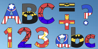 Superhero Alphabet Display Letters - lettering, displays, banners