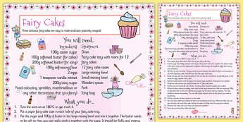 Fairy Cake Recipe Sheet - fairy cake, recipe cards, recipe, card