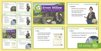 Green Willow Story Cards - KS2, Take It Outside, Summer, Green WIllow, story prompts,  folk tale, listening, outdoor, woodland learning, twinkl outdoor and woodland learning owl get it