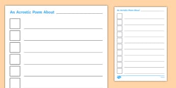 All About Me Acrostic Poem Template - acrostic poem, all about me, poem template, acrostic poem template, all about me acrostic poem, all about me poem