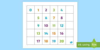 0-20 Numbers Bee-Bot Mat - Bee Bot Number Mat - numbers, visual aid, counting aid, count, bee bot, beebot, beebots, numbes, cou