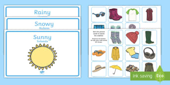 Weather Clothes Sorting Activity English/Spanish - clothes sorting activity, clothes, weather, seasons, clothes sorting, EAL