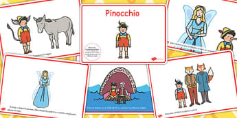 Pinocchio, lectura, rezumat cu imagini, planse imprimabile, Romanian