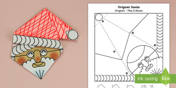 Simple Origami Christmas Santa Paper Craft - Romanian/English - 3D paper craft, paper craft, Santa, Father Christmas, decoration, christmas decorations, EAL