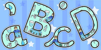 Water Area Themed Display Lettering - water, letters, areas