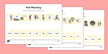 Verbs Matching Worksheet - verbs, matching, worksheet, match