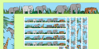 Display Borders to Support Teaching on Elmer - Elmer, Elmer the elephant, resources, Elmer story, patchwork elephant, PSHE, PSE, David McKee, colours, patterns, story, story book, story book resources, story sequencing, story resources, Display borde