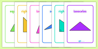 Types of Triangle Display Posters - Triange, shape, triangles, display poster, writing aid, shape recognition, 2D Shape names, Shape Flashcards, Shape Pictures, Shape Words