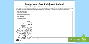 Design Your Own Rainforest Animal Read and Draw Activity Sheet - World Around Us KS2 - Northern Ireland, rainforest, adaptation, design, draw, create, adapt, camoufl
