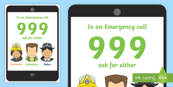 People Who Help Us Call 999 Poster - people who help us, people who help us poster, people who help us emergency poster, what to do in an emergency