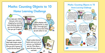 EYFS Maths: Counting Objects to 10 Home Learning Challenge Sheet - eyfs, maths, counting