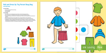 Roll and Dress Up Toy Person Busy Bag Resource Pack for Parents - clothing, toys, lego, mini figure, brick person, 