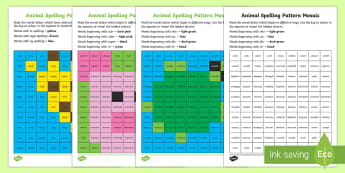 LKS2 Animal Spelling Patterns Mosaic Activity Pack - KS2, Year 3, Year 4, English, Reading, Spellings, Patterns, Mosaic, Animals, Homophones, Apostrophes
