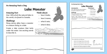 Lake Monster Activity Sheet, worksheet