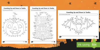 Halloween Counting Up and Down in Tenths Activity Sheet
