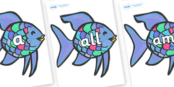 Foundation Stage 2 Keywords on Rainbow Fish to Support Teaching on The Rainbow Fish - FS2, CLL, keywords, Communication language and literacy,  Display, Key words, high frequency words, foundation stage literacy, DfES Letters and Sounds, Letters and 