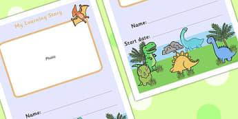 EYFS My Learning Story Front Cover Dinosaur Themed - dinosaurs