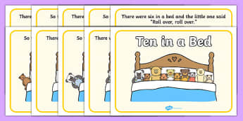 Ten in a Bed Sequencing - Ten in a Bed, 10 in a bed, nursery rhyme, rhyme, rhyming, nursery rhyme story, nursery rhymes, counting rhymes, counting backwards, subtraction, one less than, Three in a Bed resources