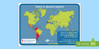 Where is Spanish Spoken? Display Poster - Where is Spanish Spoken? Display Poster - spanish, language, speaking, countries, map, key, spanish 