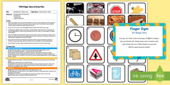 EYFS 2D Shape Sorting Treasury Tag Finger Gym Plan and Resource Pack - EYFS Sorting, mathematics, shape space measure, beginning to categorise objects according to propert