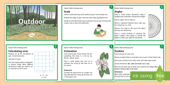 KS2 Take it Outside Maths Challenge Cards - Outdoor, Learning, Classroom, Site, woodland, forest, schools