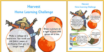 Harvest Home Learning Challenge Sheet Nursery FS1 - homework, early years, activity, topic