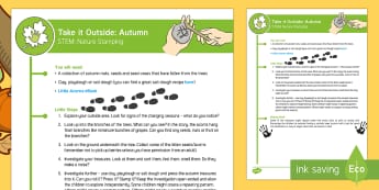 EYFS Take It Outside: Autumn STEM - Nature Stamping Activity - Little Acorns, twinkl originals, fiction, Outdoor and Woodland Learning, Wonder Investigate Learn Di