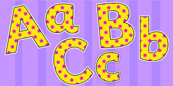 Yellow and Pink Stars Editable Display Lettering - stars, display