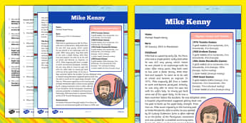 Great British Paralympians: Mike Kenny Differentiated Reading Comprehension Activity