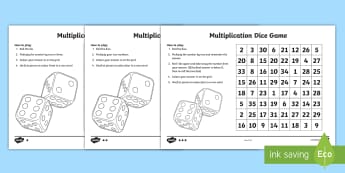 Multiplication Dice Game Activity Sheet - multiplication dice game, numeracy dice game, multiplication dice activity, ks2 multiplication, ks2 numeracy