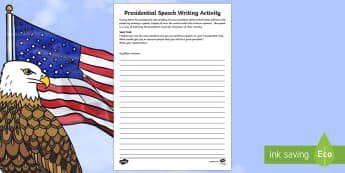 Presidential Speech Writing Activity Sheet - KS1/2 Donald Trump Inauguration Day Jan 20th 2017, address, speech, president, Inaugural Speech.