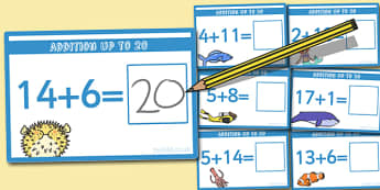 Addition up to 20 Cards - addition, cards, 20, up to 20, add